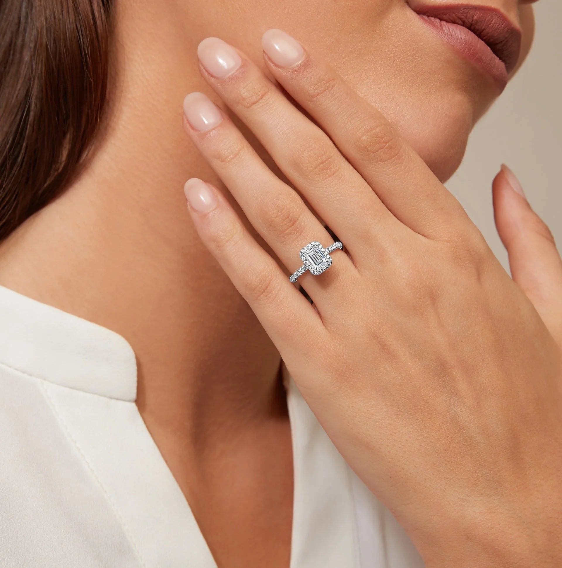 Olivia Molly - Emerald Cut Platinum Engagement Ring