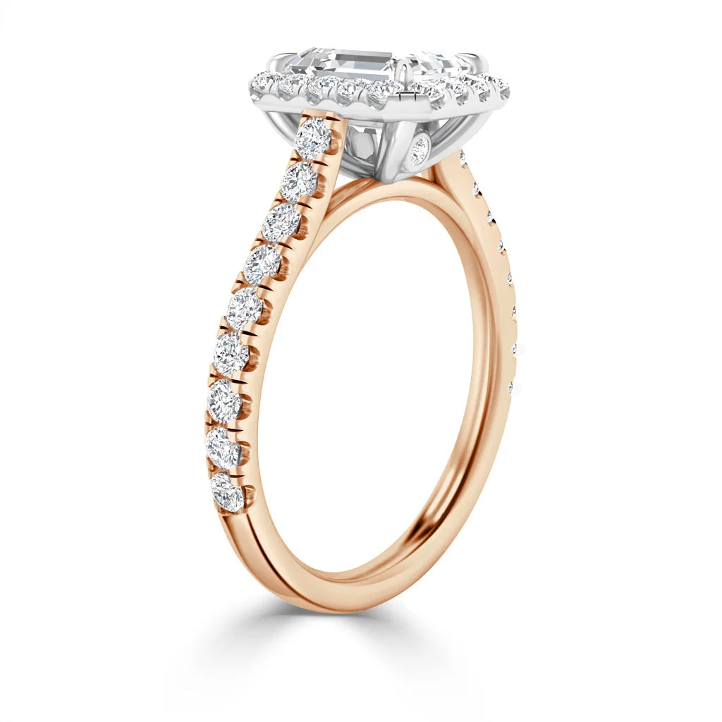 Jasmine - Emerald Cut 18ct Rose Gold Engagement Ring