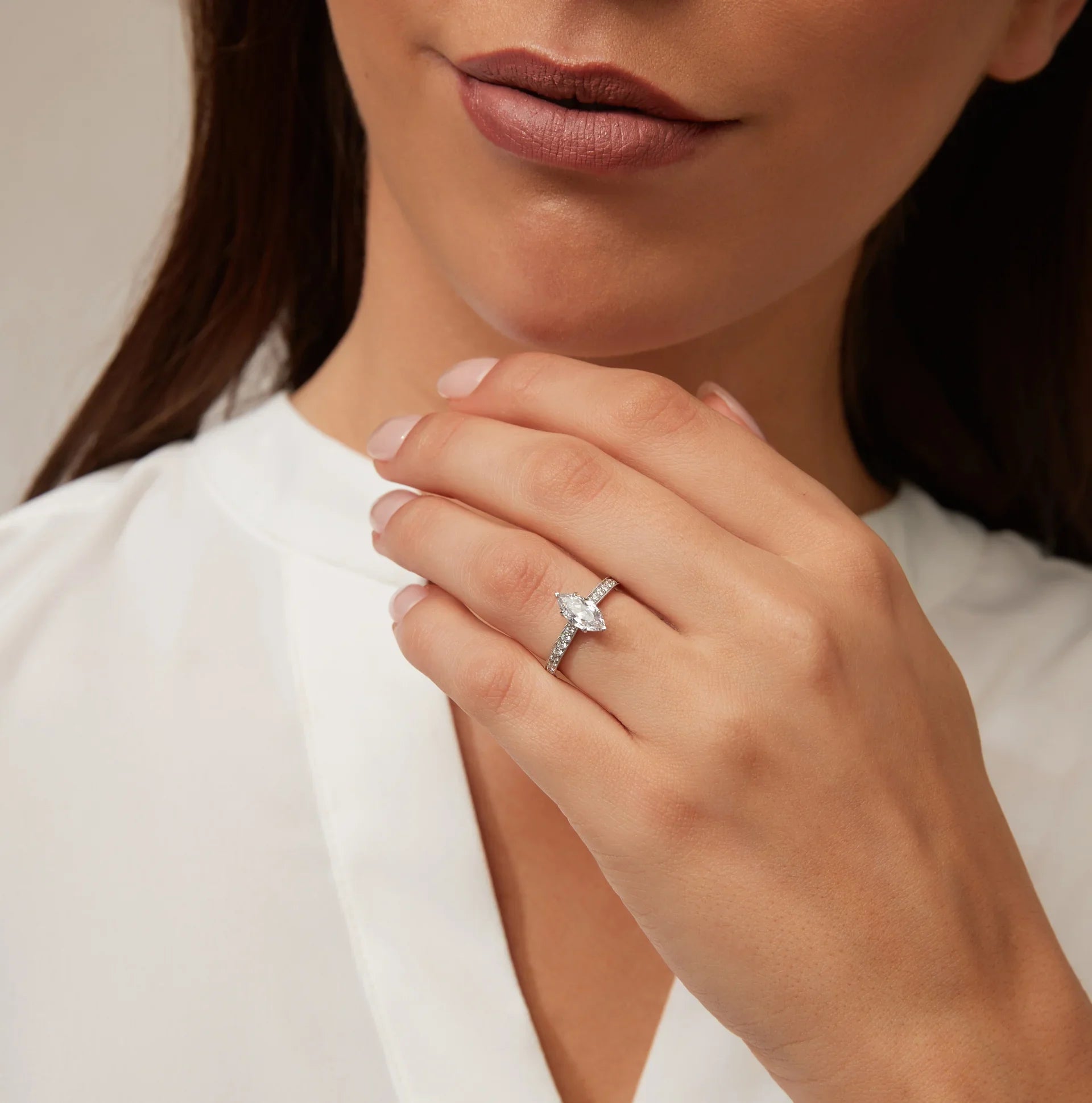Emma - Marquise Cut 18ct White Gold Engagement Ring