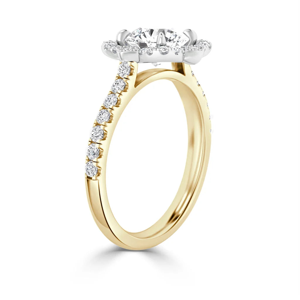 Fleur - Round Cut 18ct Yellow Gold Engagement Ring
