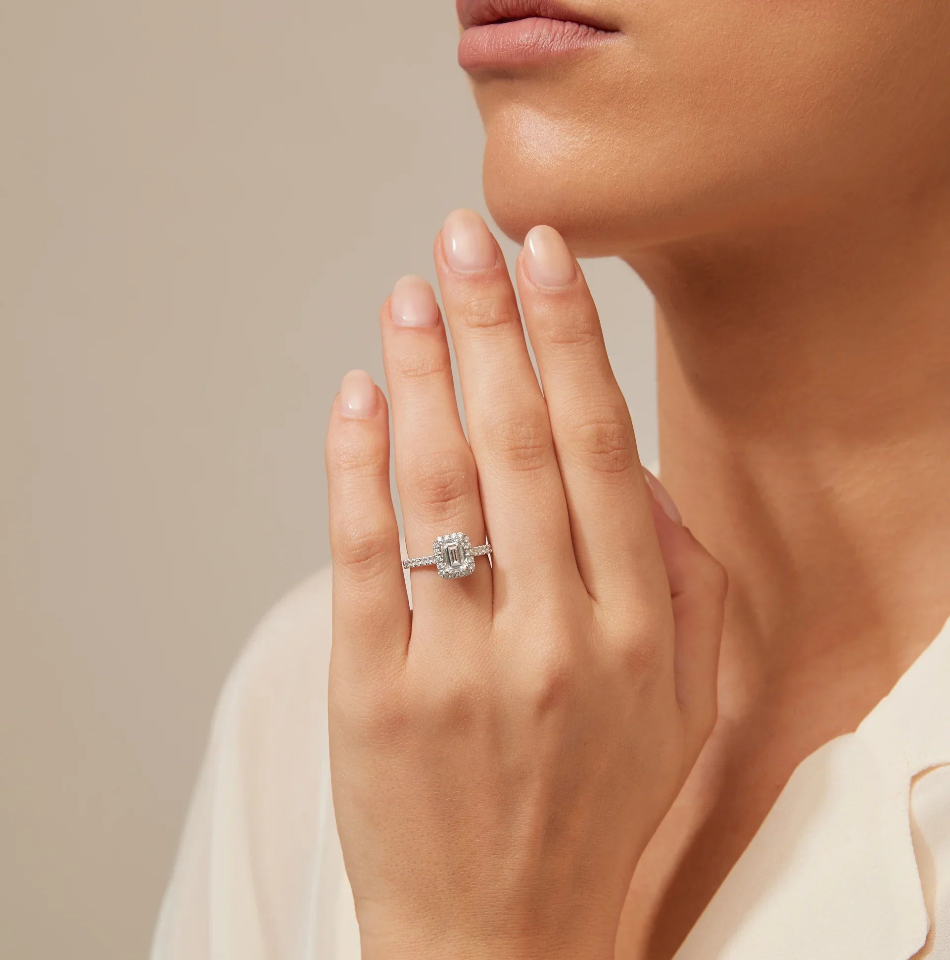 Jasmine - Emerald Cut Platinum Engagement Ring