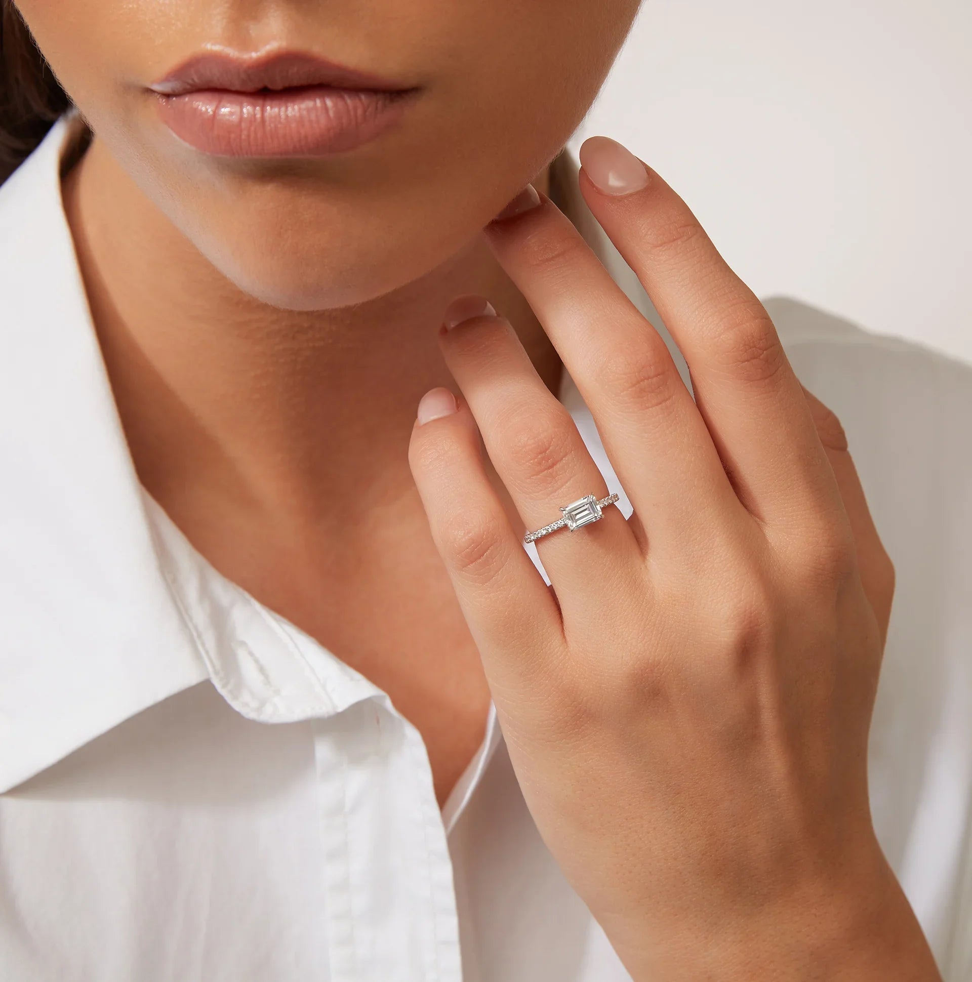 Penelope - Emerald Cut Platinum Engagement Ring