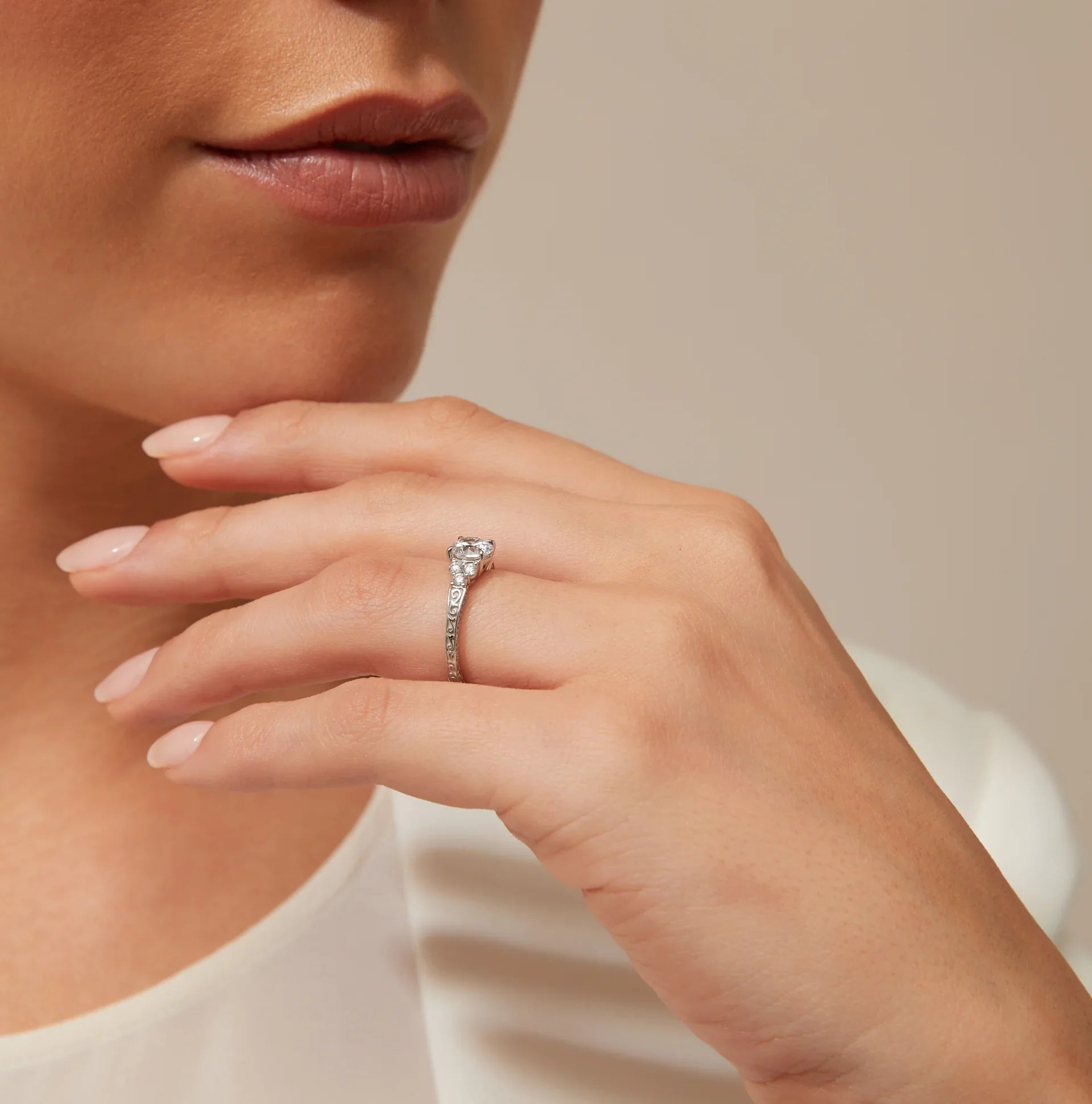 Elizabeth - Round Cut 18ct White Gold Engagement Ring