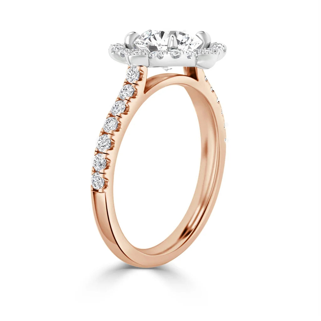 Fleur - Round Cut 18ct Rose Gold Engagement Ring