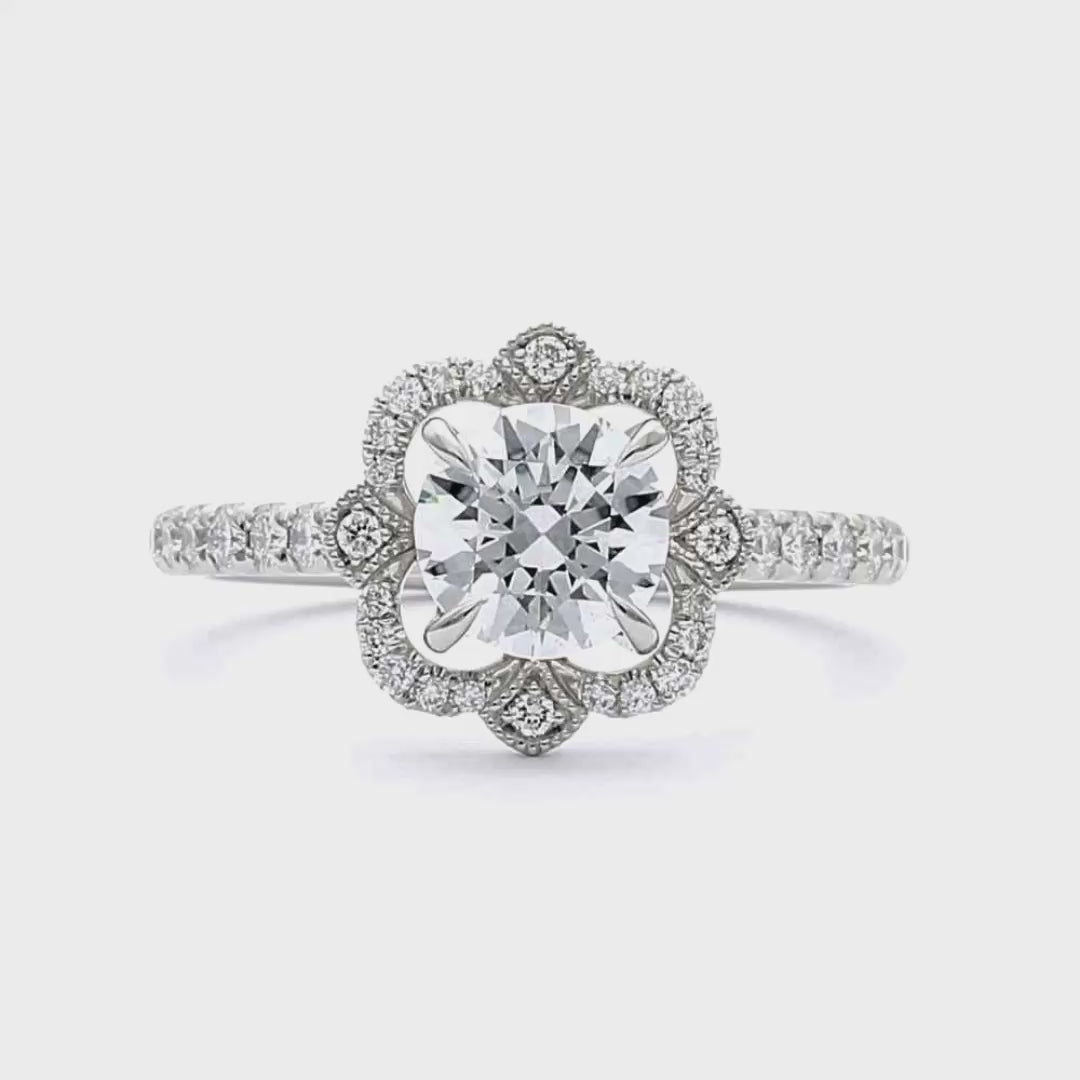 Fleur - Round Cut Platinum Engagement Ring