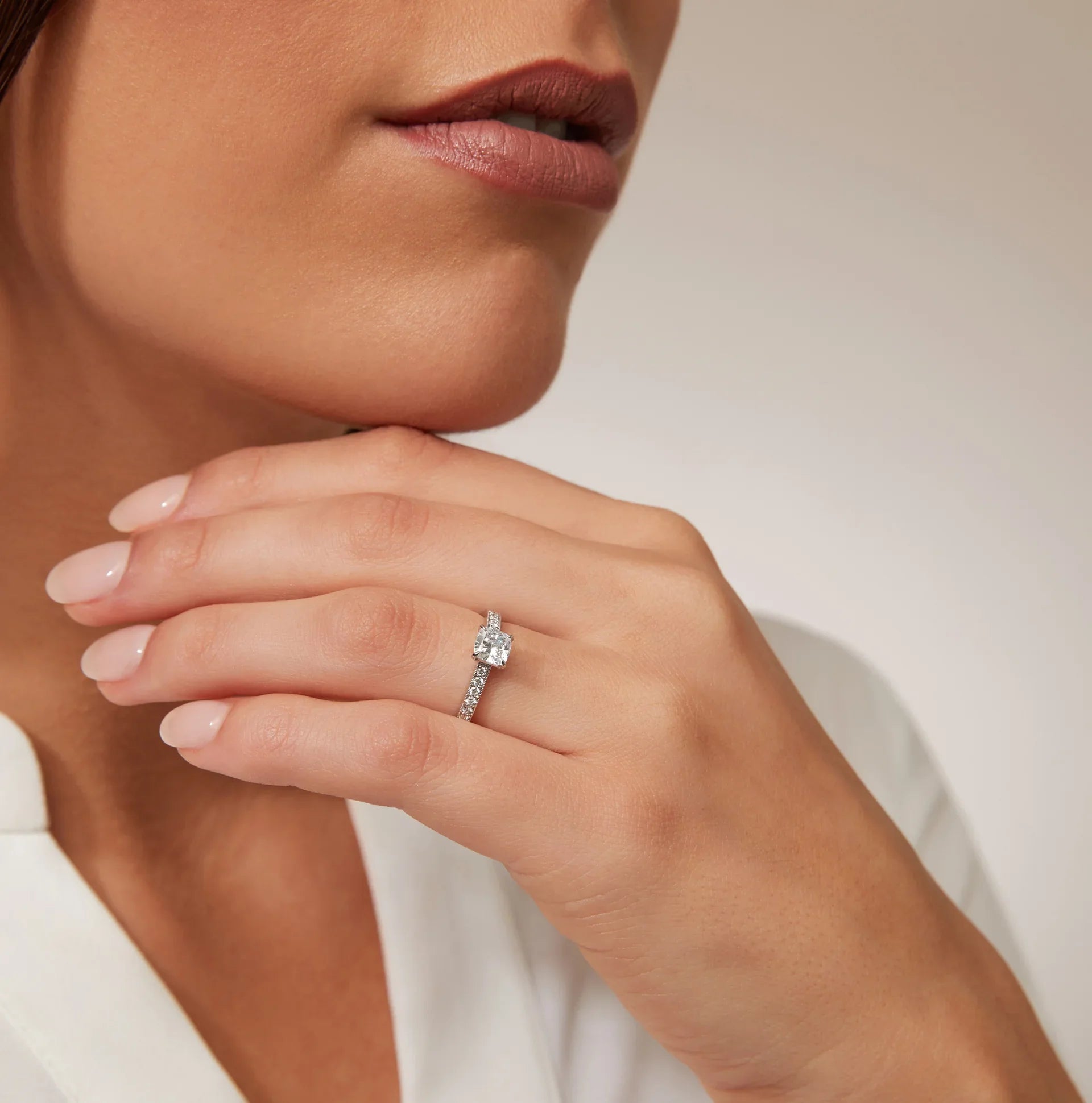 Emma - Cushion Cut 18ct White Gold Engagement Ring