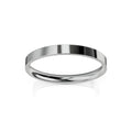 A simple, polished silver band ring with a flat surface, shown on a white background.