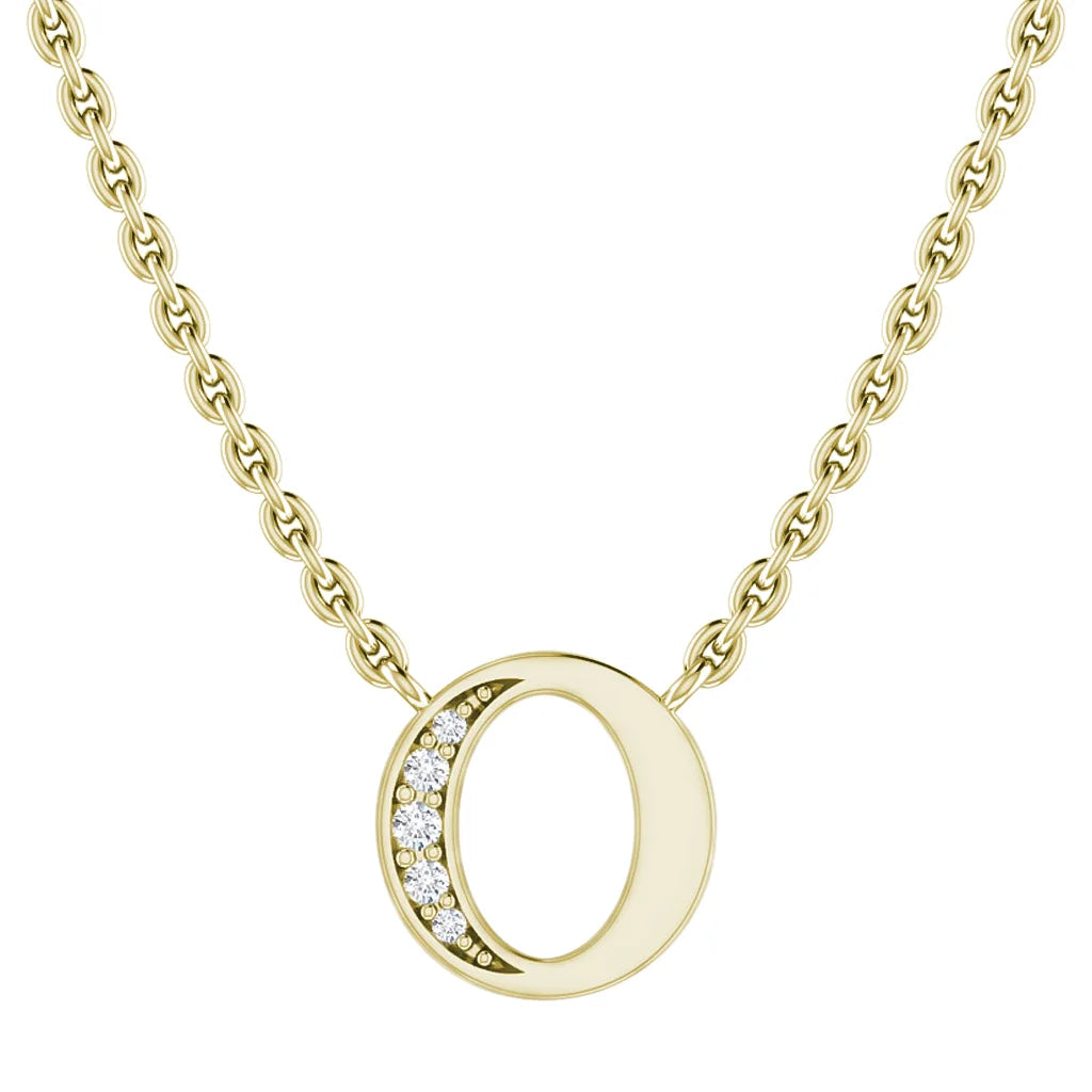 Gold chain necklace with a circular pendant featuring a crescent of small sparkling diamonds.