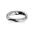 A simple, polished silver band ring with a smooth, shiny surface, displayed on a white background.