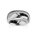 A wide, highly polished silver ring with a smooth, rounded surface, reflecting light on a white background.