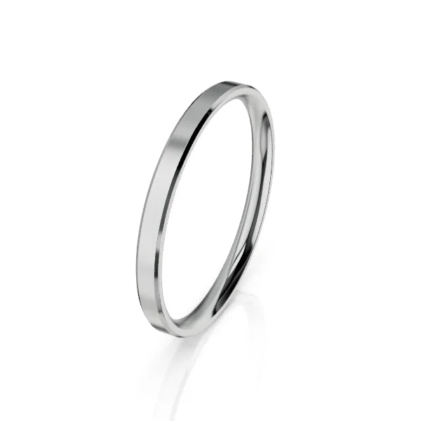 A thin, plain silver metallic band ring with a smooth, polished finish, shown on a white background.