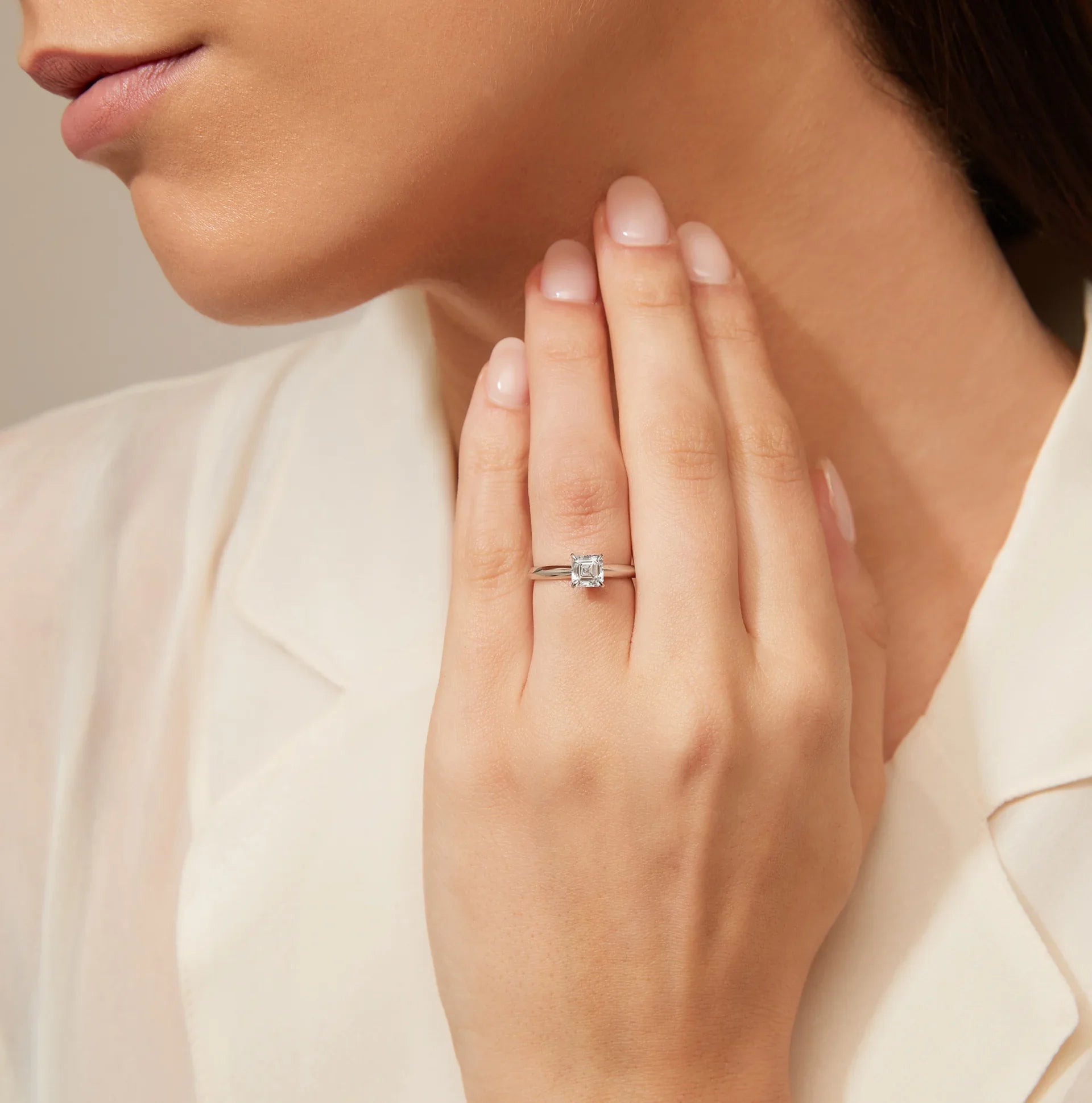 Jessica - Asscher Cut Platinum Engagement Ring