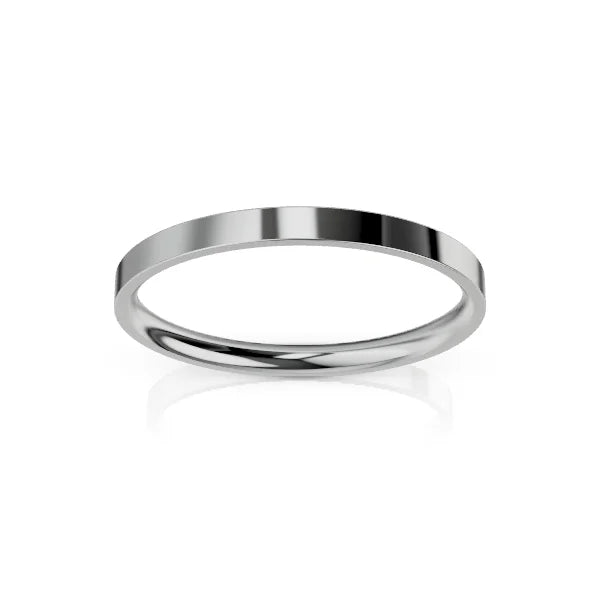 A thin, plain silver ring with a smooth, polished finish on a white background.