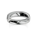 A polished silver band with a smooth surface and fine milgrain detailing along the edges.