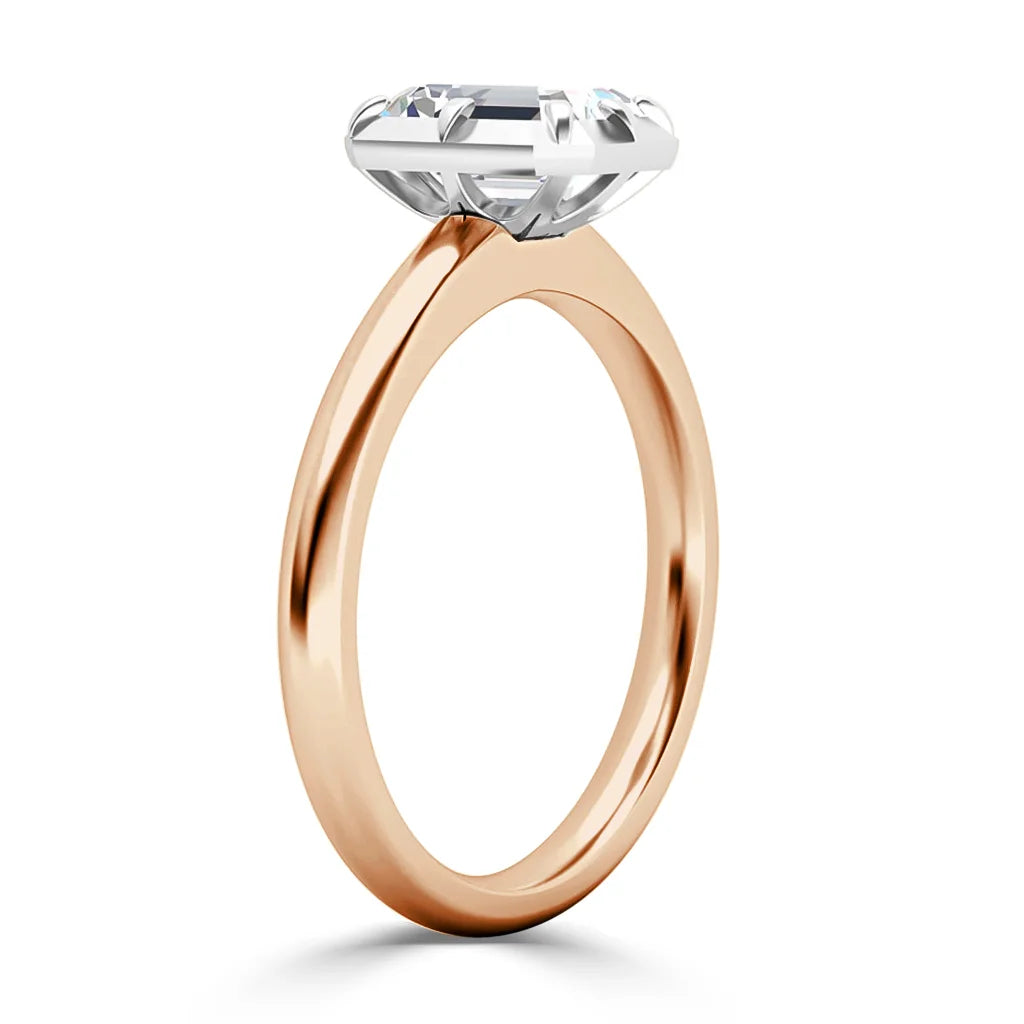 Clementine - Emerald Cut 18ct Rose Gold Engagement Ring