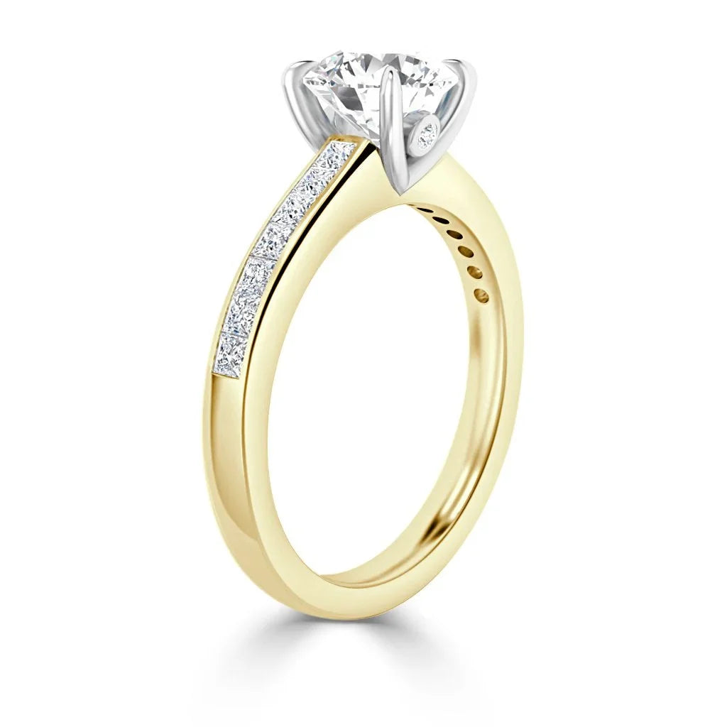 Crystal - Round Cut 18ct Yellow Gold Engagement Ring