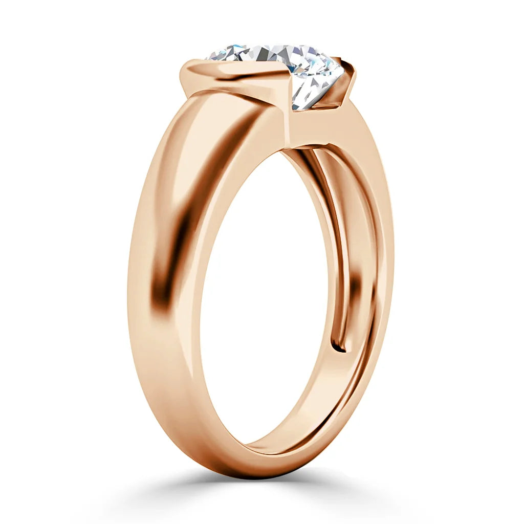 Dua - Round Cut 18ct Rose Gold Engagement Ring