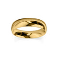 A plain, polished yellow gold band ring with a smooth, rounded surface on a white background.