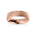 A rose gold ring with a matte textured center and polished edges, shown on a white background.