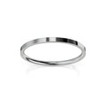 Thin, polished silver band ring with a smooth, reflective surface on a plain white background.