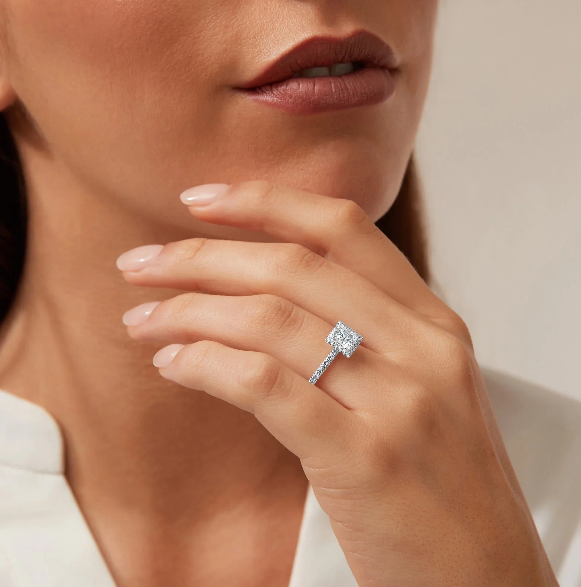 Olivia Molly - Princess Cut Platinum Engagement Ring
