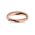 A plain, polished rose gold ring with a smooth, rounded surface shown on a white background.