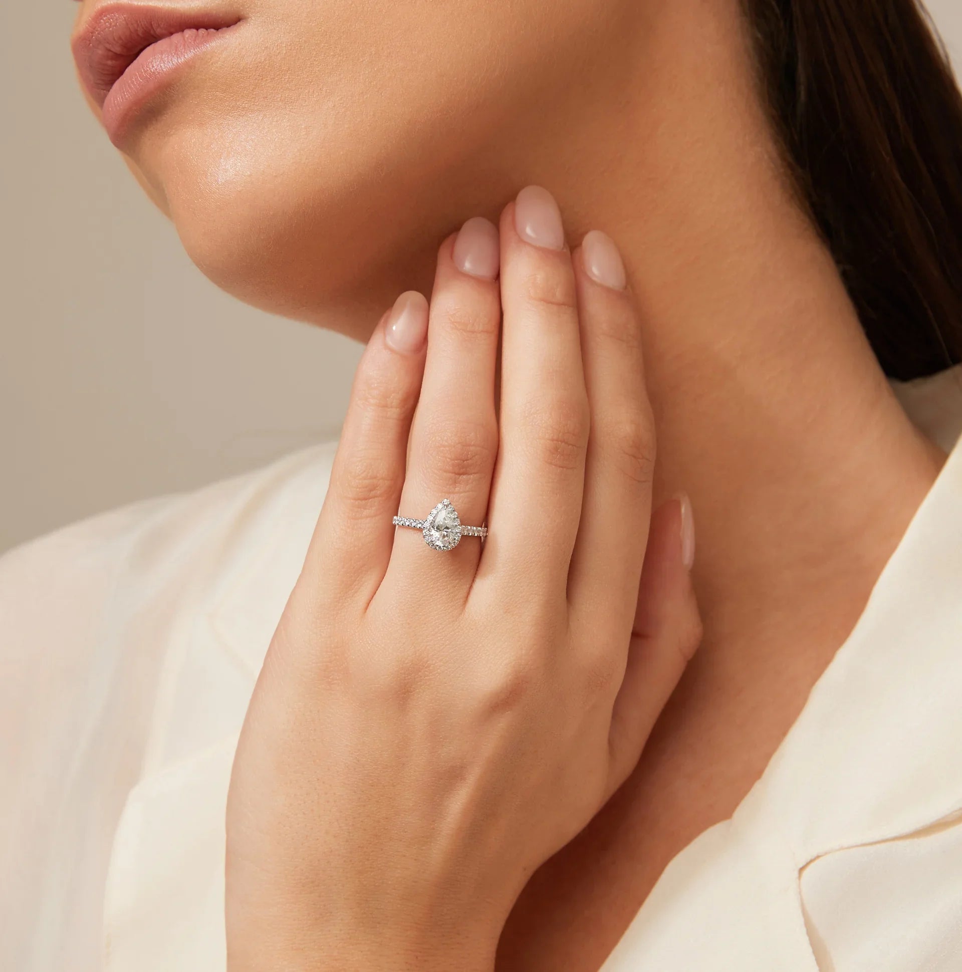 Jasmine - Pear Cut 18ct White Gold Engagement Ring