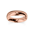 A polished rose gold wedding band with a smooth, rounded surface, displayed on a white background.