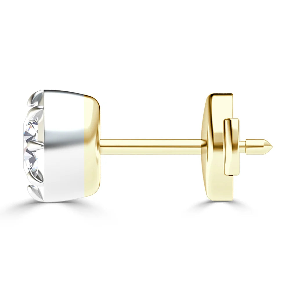 Harriet - Round Cut 18ct Yellow Gold Two-Tone Earrings