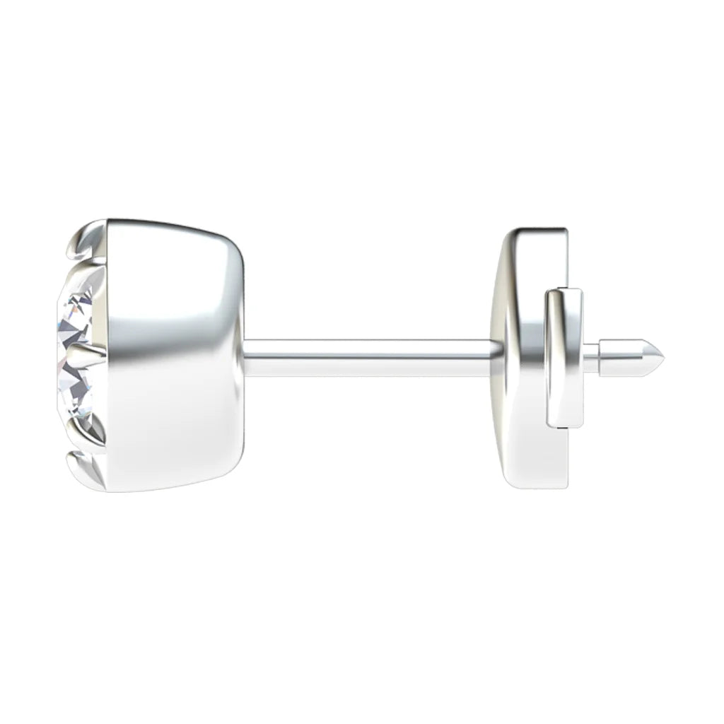 Harriet - Round Cut Platinum Earrings