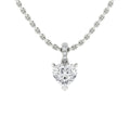 Silver chain necklace with a heart-shaped diamond pendant and three small diamonds above it, on a white background.
