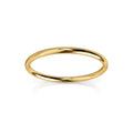 Thin gold band ring with a smooth, polished finish, shown on a white background with a faint reflection.