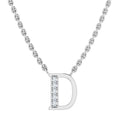 Silver chain necklace with a capital letter D pendant, accented with vertical embedded white gemstones.