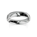 A shiny, plain silver metal wedding band with a smooth, polished surface on a white background.