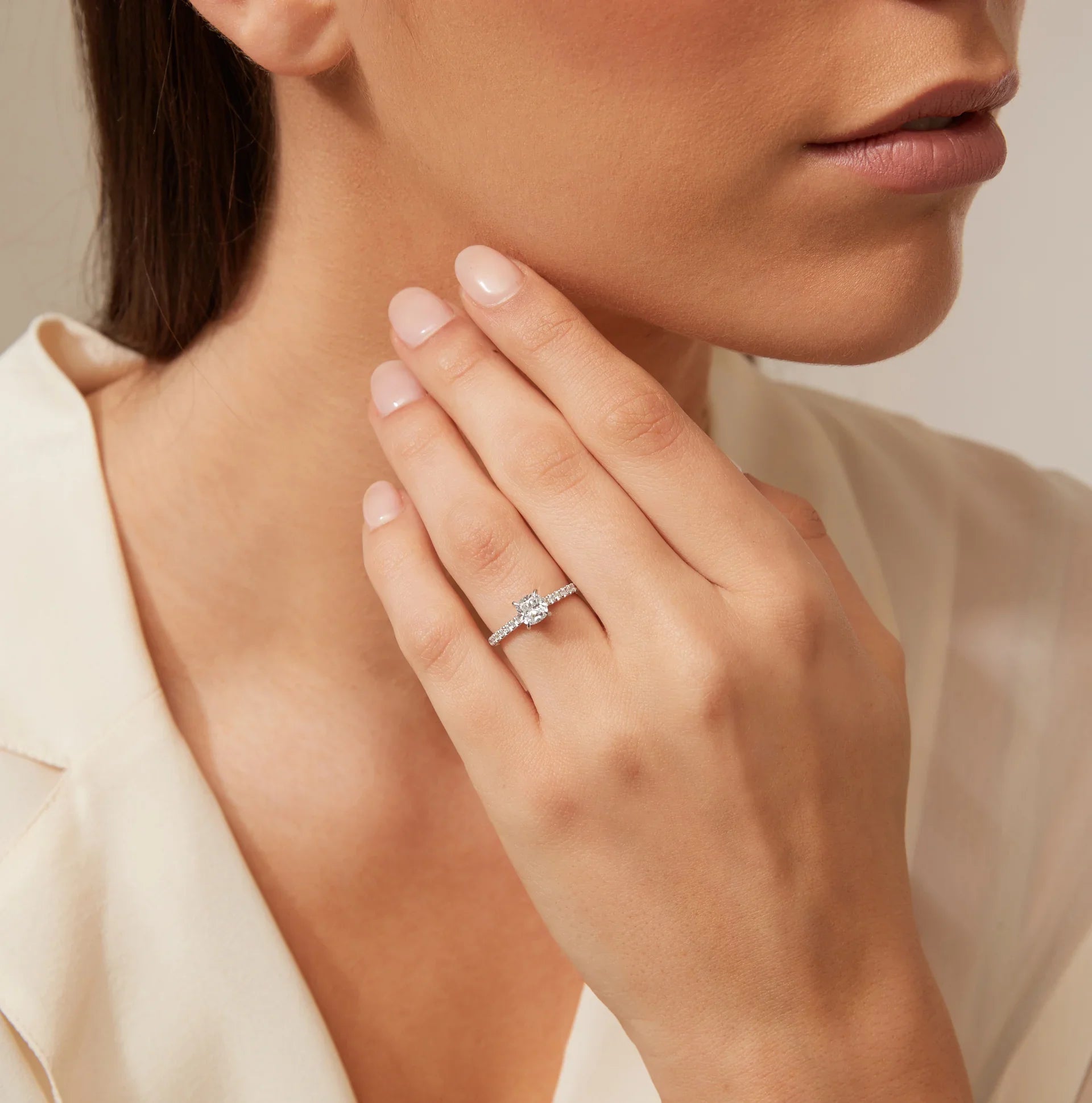 Jemma - Cushion Cut 18ct White Gold Engagement Ring