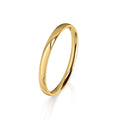 A simple, thin gold band ring with a polished finish on a white background.