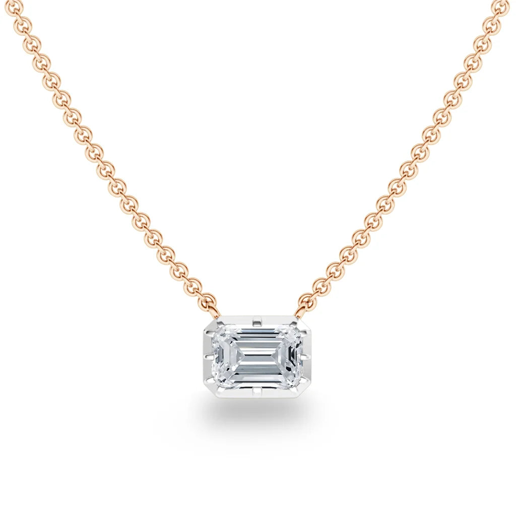 Lottie - Emerald Cut 18ct Rose Gold Necklace