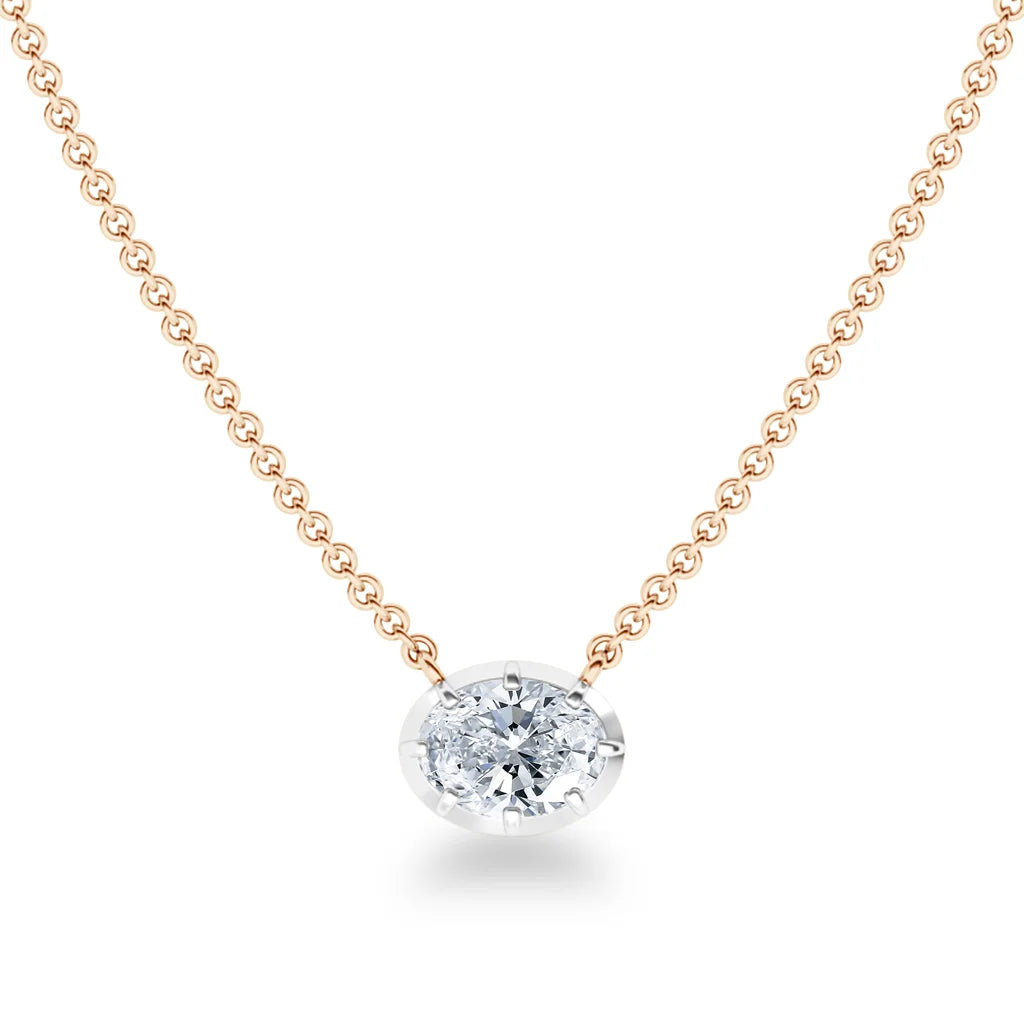 Lottie - Oval Cut 18ct Rose Gold Necklace
