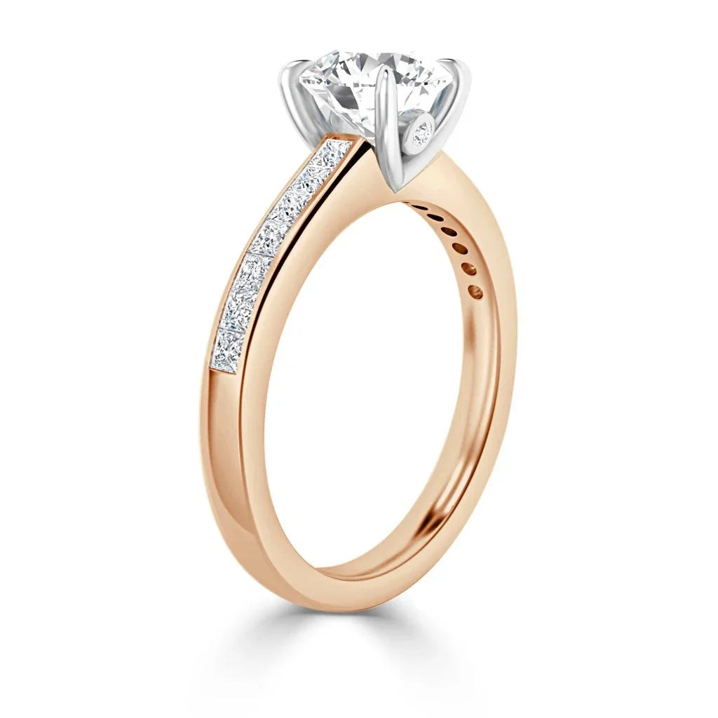 Crystal - Round Cut 18ct Rose Gold Engagement Ring