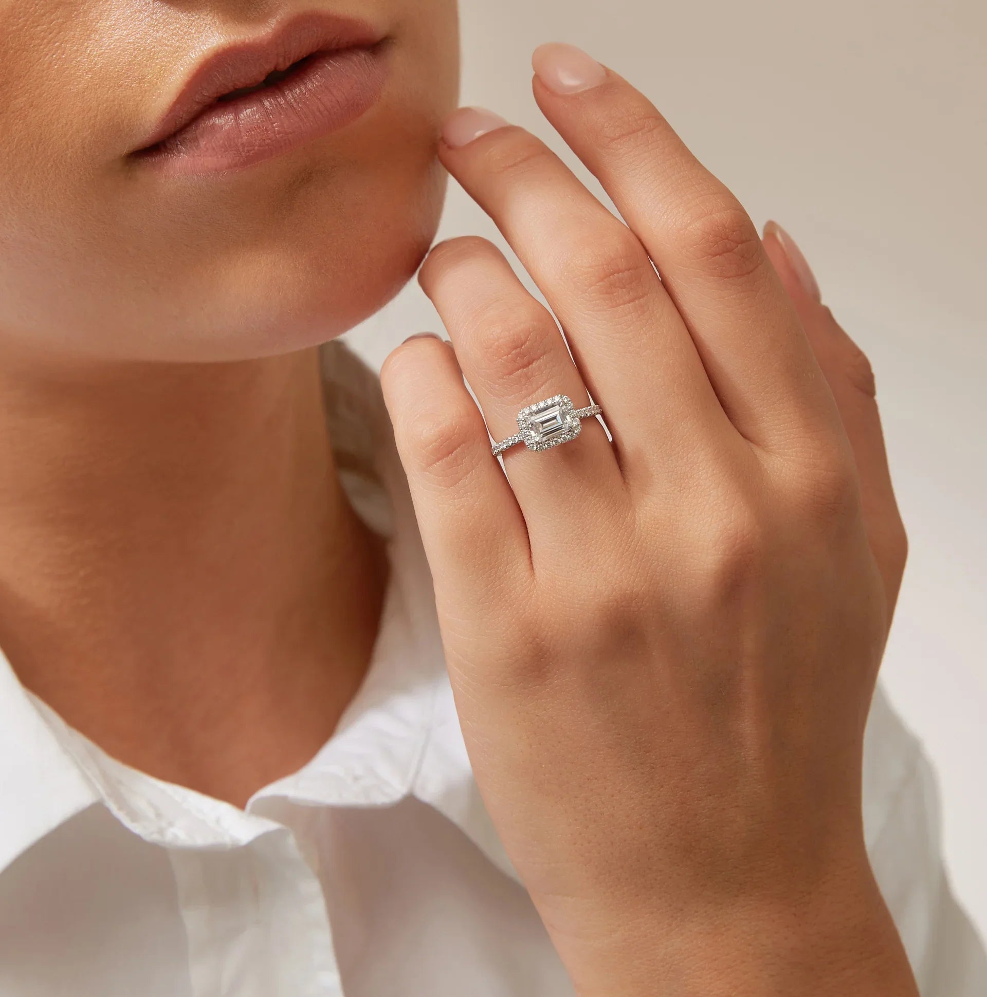 Sinead - Emerald Cut Platinum Engagement Ring