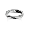 A simple, polished silver ring with a smooth, rounded surface on a white background.