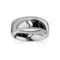A polished silver ring with milgrain detailing along both edges, shown against a white background.