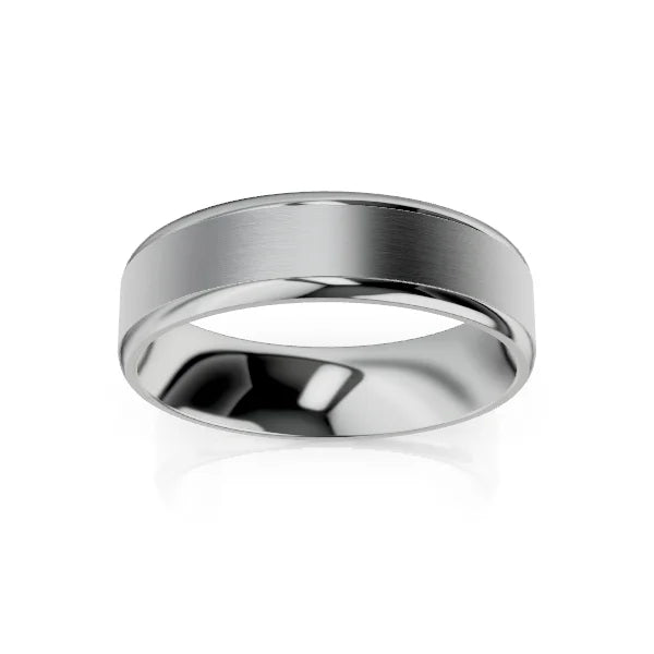 Simple, polished silver ring with a brushed finish, shown on a plain white background.