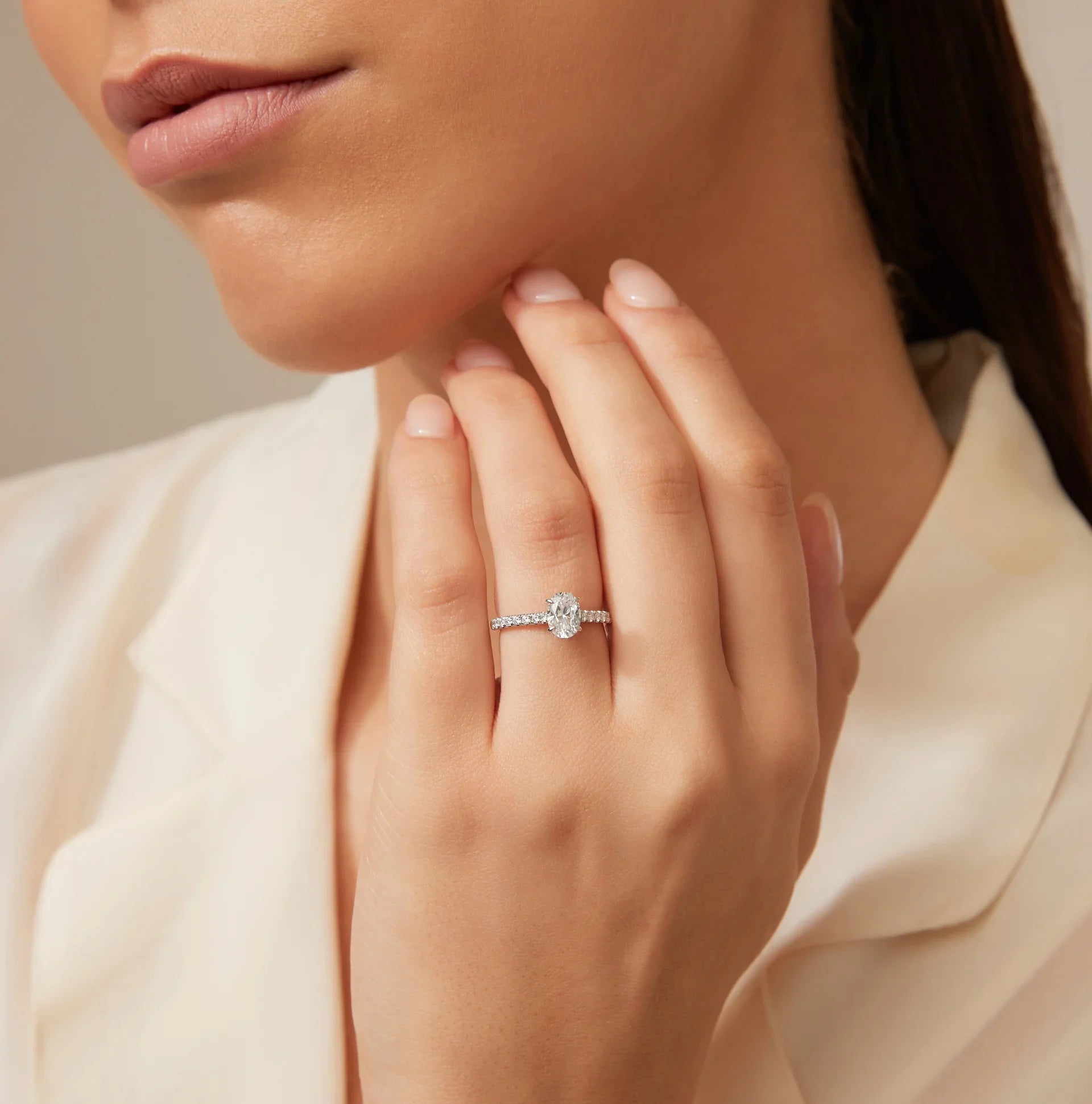Jemma - Oval Cut 18ct White Gold Engagement Ring