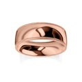 A polished rose gold ring with a smooth surface and fine beaded edges, shown on a white background.