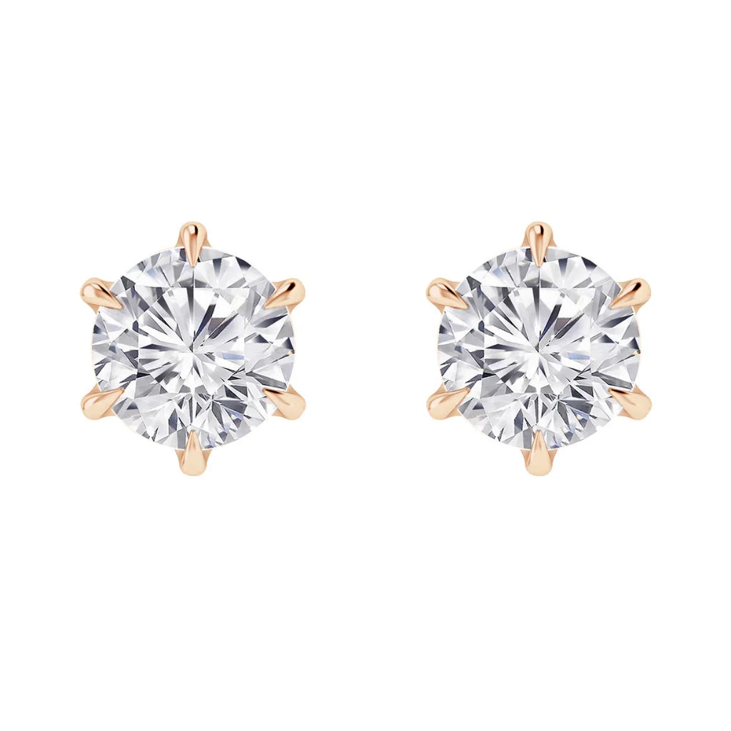 Layla - 18ct Round Cut Diamond Earrings 18ct Rose Gold