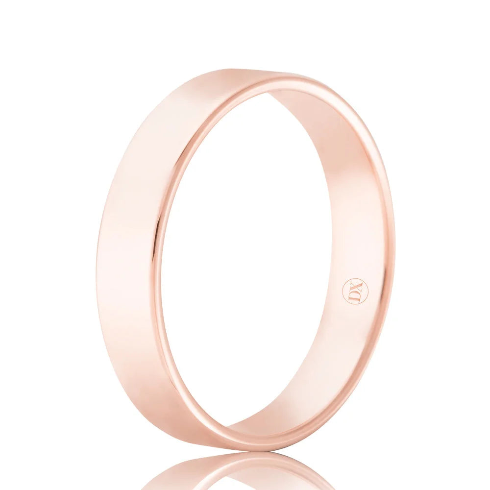 A plain rose gold band ring with a smooth, polished finish, shown on a white background.