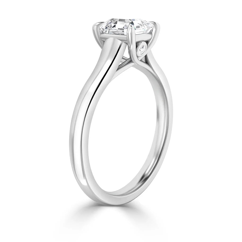 Sara - Asscher Cut Platinum Engagement Ring