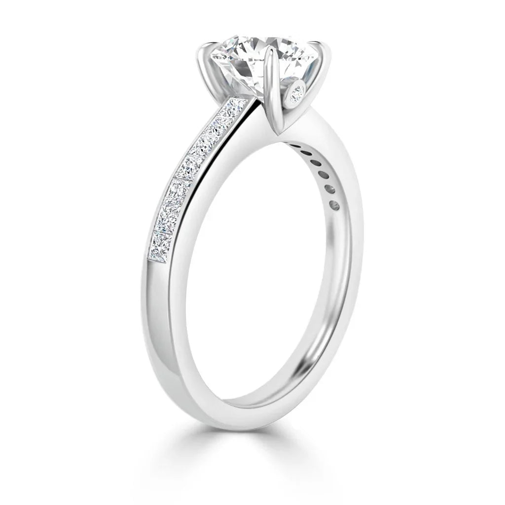 Crystal - Round Cut Platinum Engagement Ring