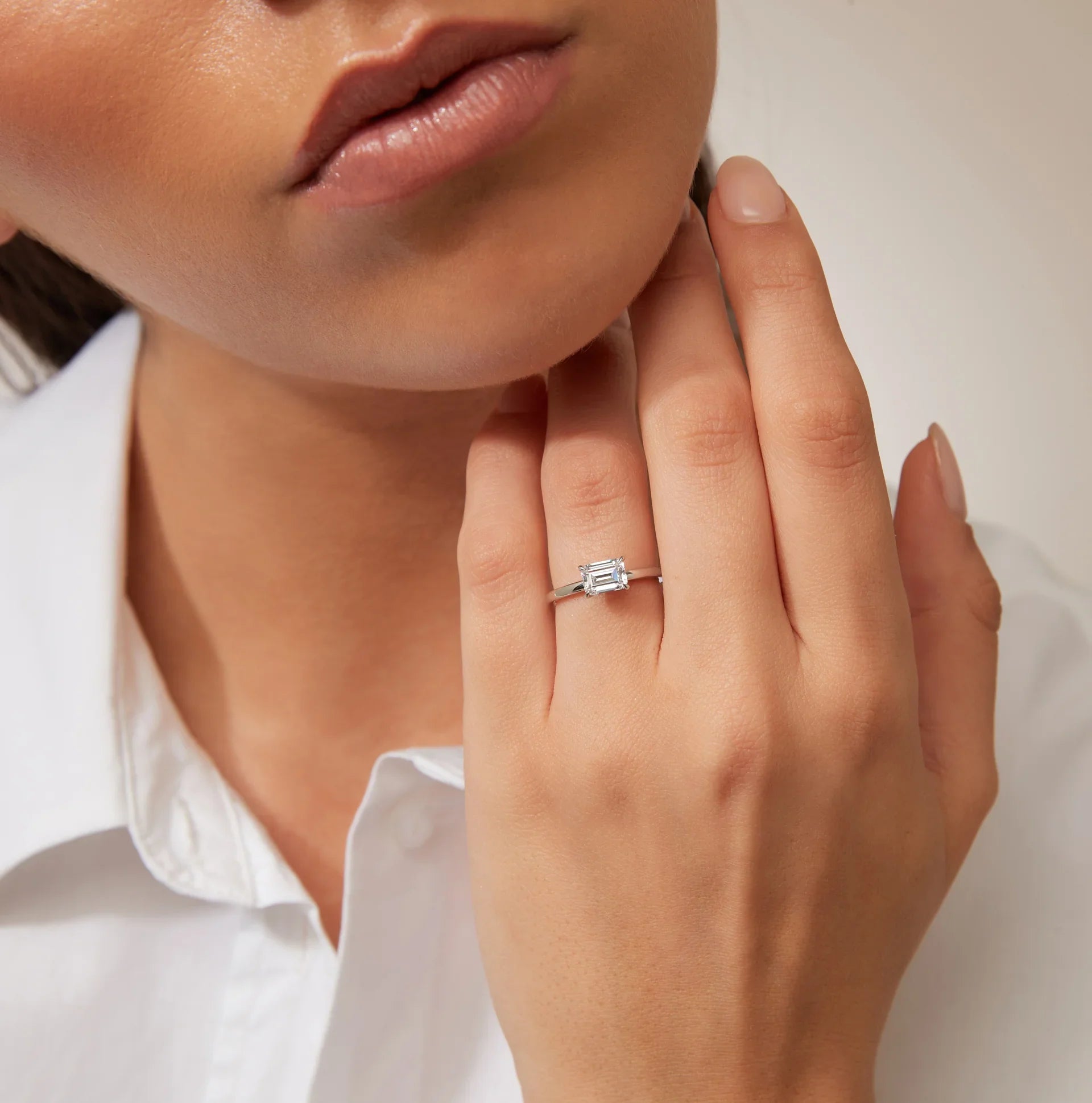 Siobhan - Emerald Cut 18ct White Gold Engagement Ring